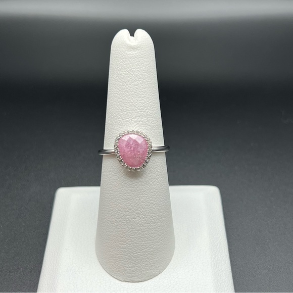 Sterling Silver Offset Oval Pink Ice Galaxy CZ Ring, size 7 - Picture 10 of 10